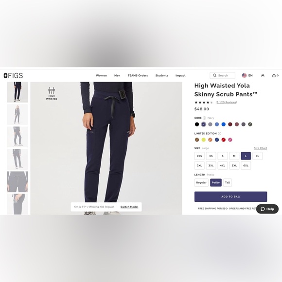 Figs scrub set color navy size large - Picture 2 of 8